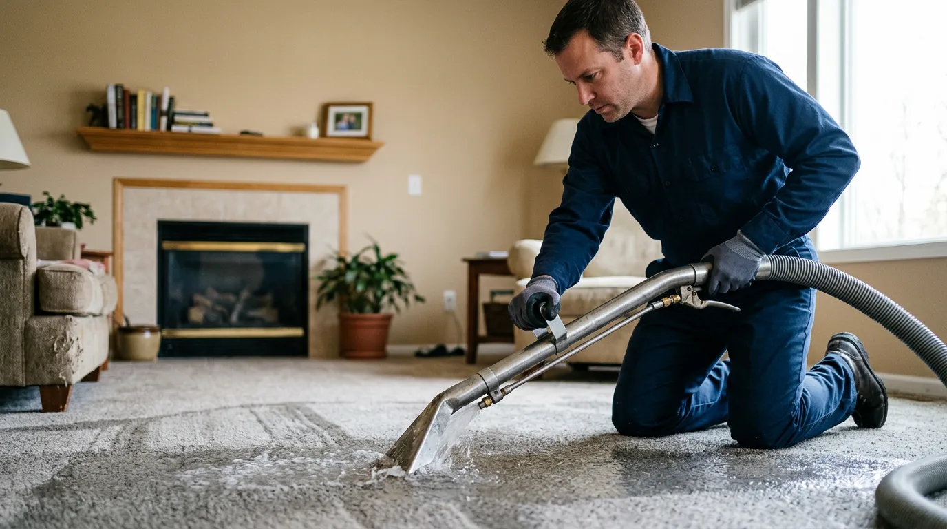 Water damage restoration technician working near Luzerne, MI